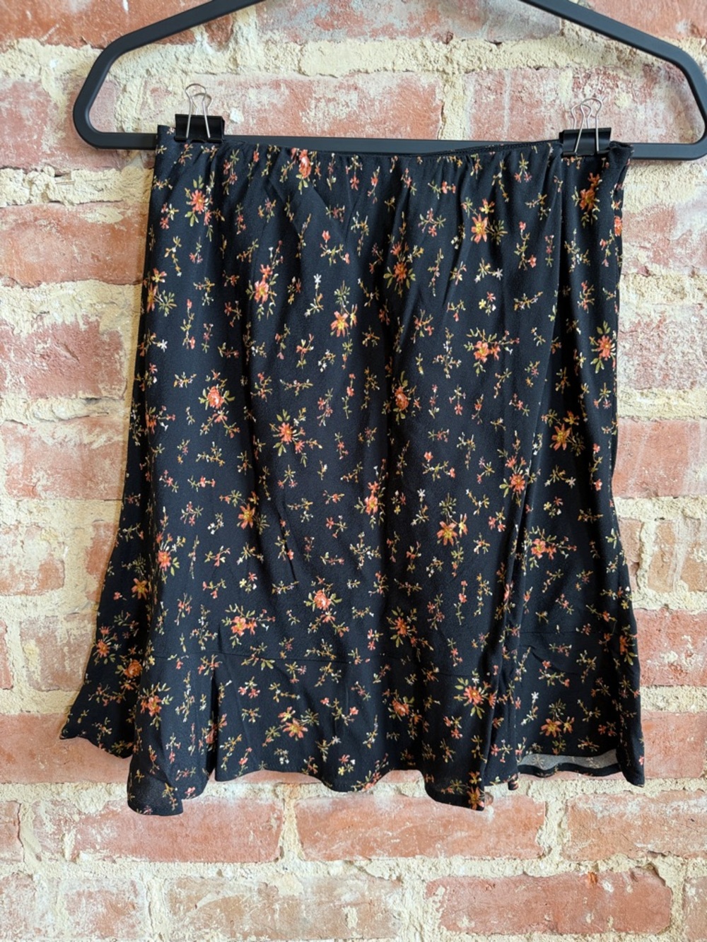 Madewell Black Floral Skater Skirt size 0